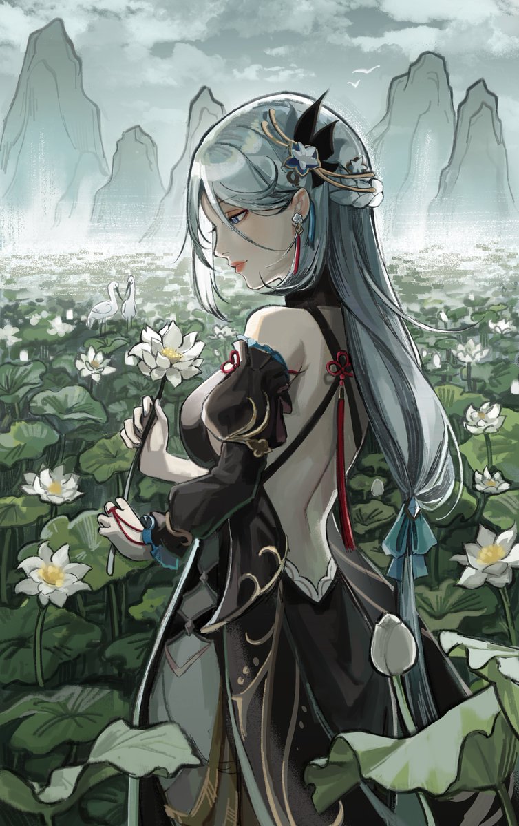 lankie_wankie's tweet photo. Frostflower dew 🦢🪻
#genshinfanart #hoyocreators #sheng https://t.co/av62UZEtSU