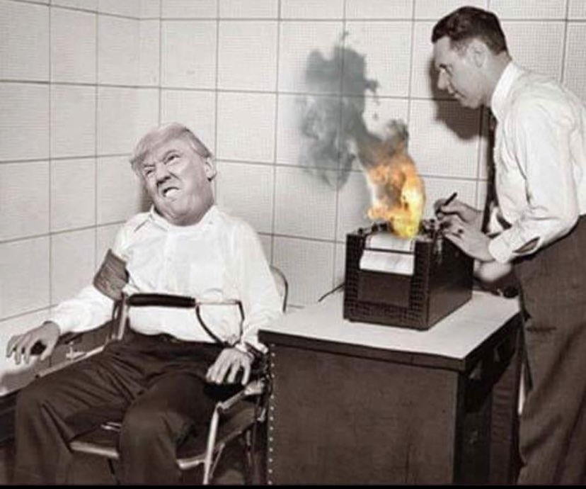 AnnieForTruth's tweet image. The polygraph couldn’t  register all the lies and blew up!