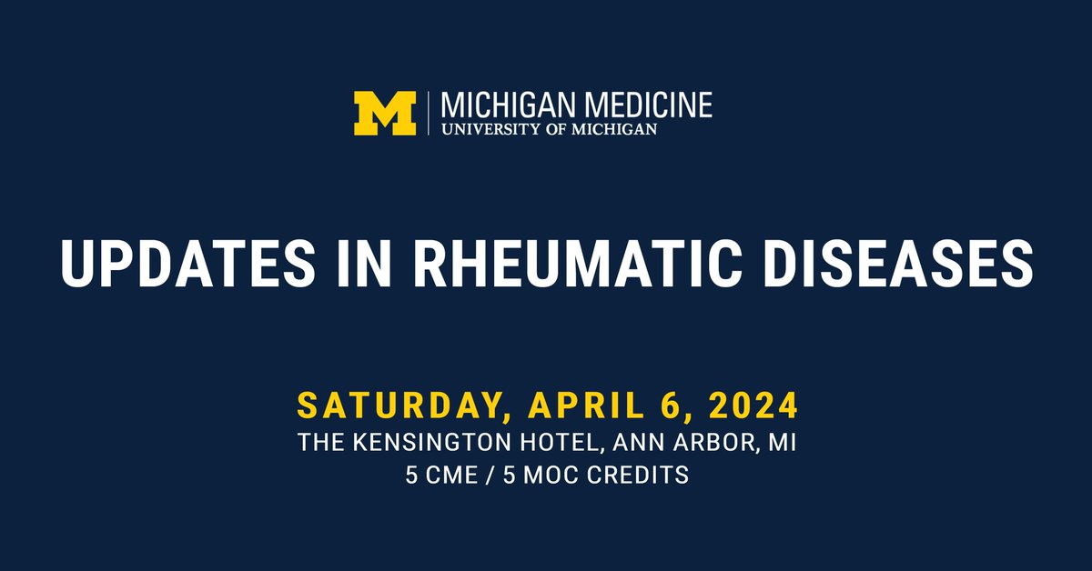 Have you seen?👀 Our 2024 Updates in #RheumaticDiseases course is now open for registration! Learn about the latest treatment options for improved patient outcomes & network with experts in the field! @sclerodermaUM Register now: bit.ly/3S94eWh