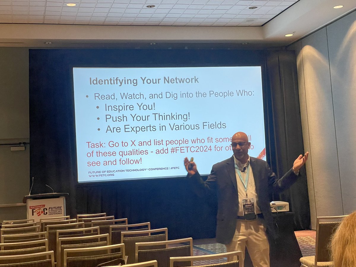 In a wonderful session with @drneilgupta at #FETC2024. Talking about the power of networks. A big shoutout to some of my inspirations. Thank you @cbjjaffe, @CBngarvin, Wendy Welch @LenovoEducation, @kheilacasas, @DaileySuzanne, @casas_jimmy, @learningcounsel !