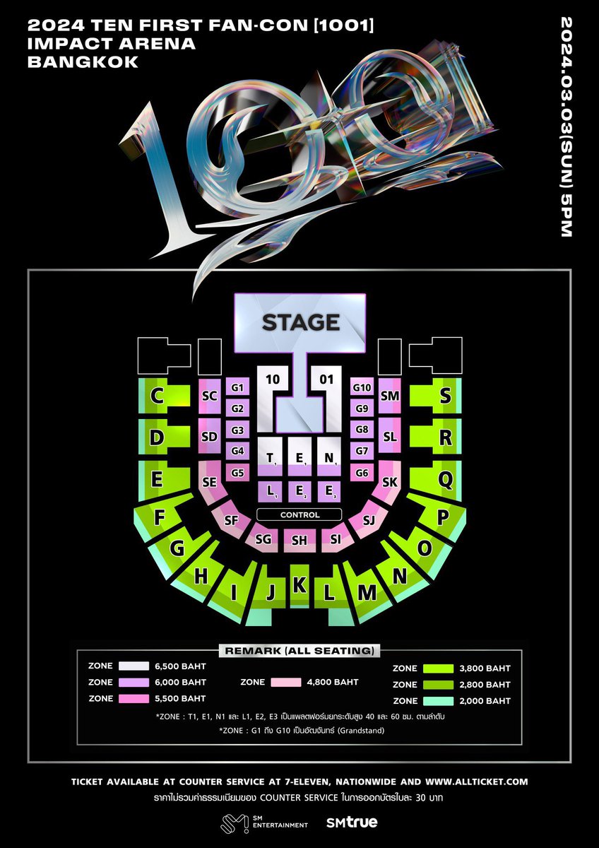บนๆถ้าเรากดบัตร 6500 โซนที่ต้องการได้ เราจะมาแจกใบล่ะ3800 1ใบค่ะ
#TEN_FIRST_FANCON_IN_BKK