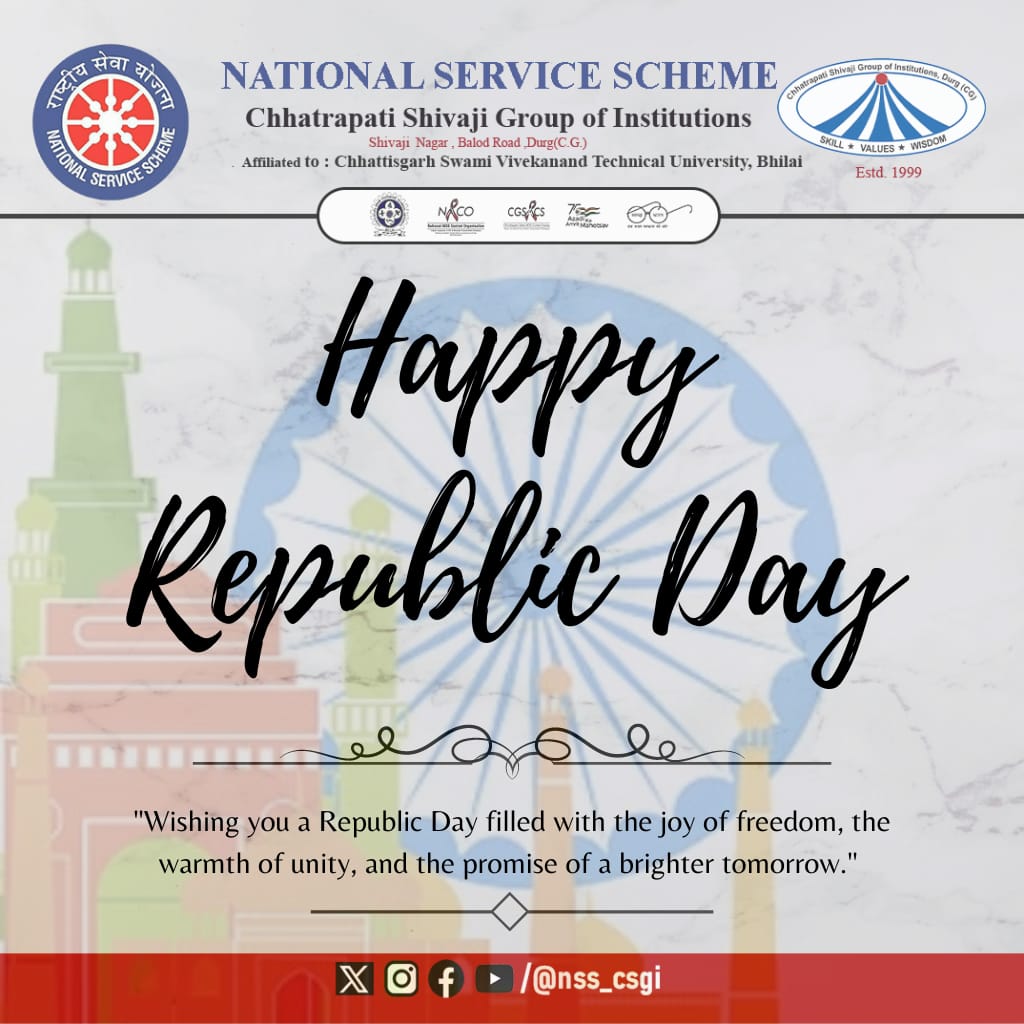 CsitNss's tweet photo. Celebrating the spirit of unity and pride on Republic Day. Grateful for the values that define our nation. Let freedom resonate in every heartbeat.🇮🇳
#RepublicDay2024 #ConstitutionDay https://t.co/v7aFvhfmSk