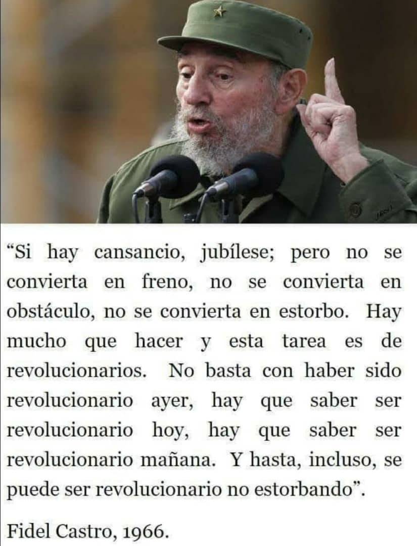 Un legado de #Fidel y enseñanza para todo revolucionario cubano y del mundo de esta época, sea dirigente o dirigido:
#FidelViveEntreNosotros
