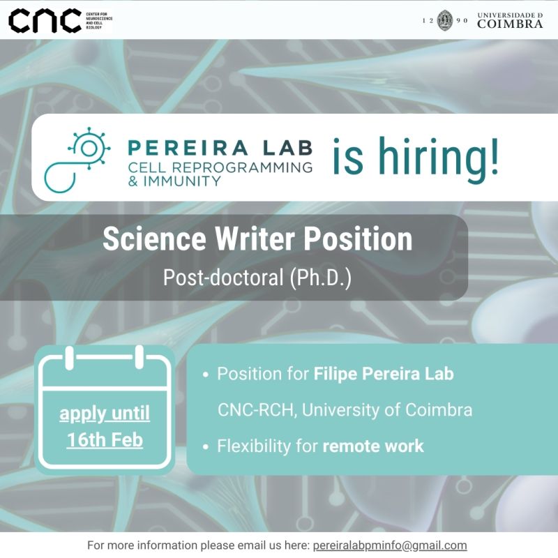Pereira Lab (@cellreprolab) on Twitter photo Passionate about scientific writing?📝
Join the <a href="/CellReproLab/">Pereira Lab</a> as a Science Writer! Explore your love for research by supporting grant proposals and applications.
Your next chapter in scientific writing awaits!
(More info and link to apply in thread)
#ScienceWriter #JobOpening Passionate about scientific writing?📝
Join the <a href="/CellReproLab/">Pereira Lab</a> as a Science Writer! Explore your love for research by supporting grant proposals and applications.
Your next chapter in scientific writing awaits!
(More info and link to apply in thread)
#ScienceWriter #JobOpening