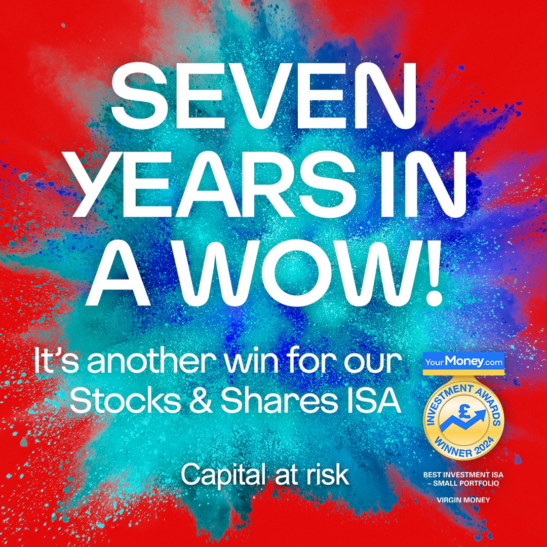 Our Stocks & Shares ISA has only gone and won at the @YourMoneyUK Awards for the 7th year running! Invest with the best. Open your Virgin Money Stocks & Shares ISA today: virg.in/496KARp Virgin Money is a trading name of Virgin Money Unit Trust Managers Ltd.