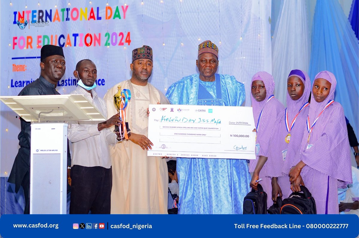 A heartfelt gratitude to Hon. Ali Kotoko, the honourable member of the Borno State House of Assembly representing MMC, for an additional N100,000 donation to our spelling bee and mathematics quiz competition finalists. Your commendation of CASFOD's...
#InternationalDayofEducation
