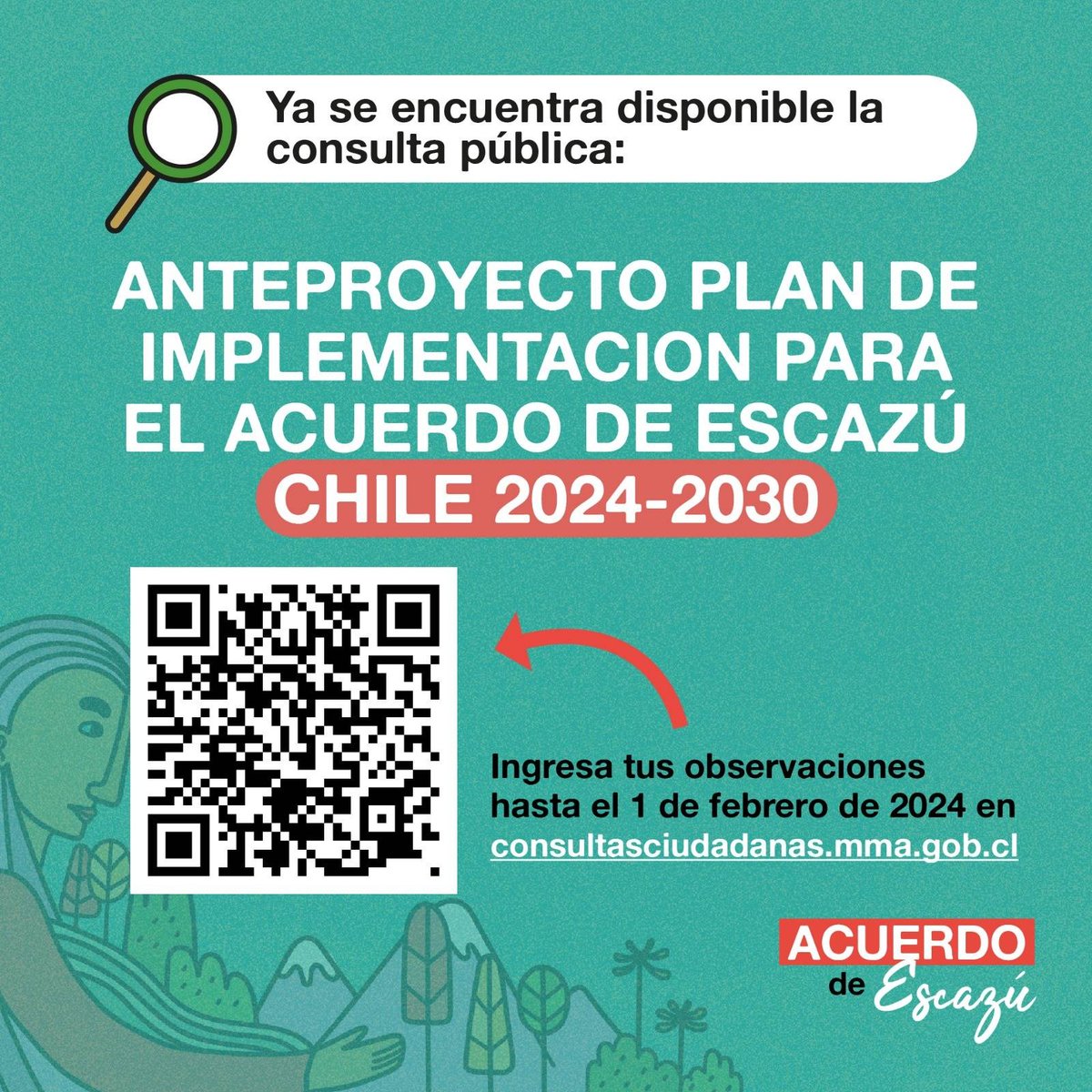 ¡Quedan pocos días ⚡️! No dejes pasar esta oportunidad para entregar tus comentarios✍️ sobre el plan de implementación del #AcuerdoDeEscazú en Chile 🇨🇱 👉Ingresa tus observaciones hasta el 1 de febrero en consultasciudadanas.mma.gob.cl/portal/consult…