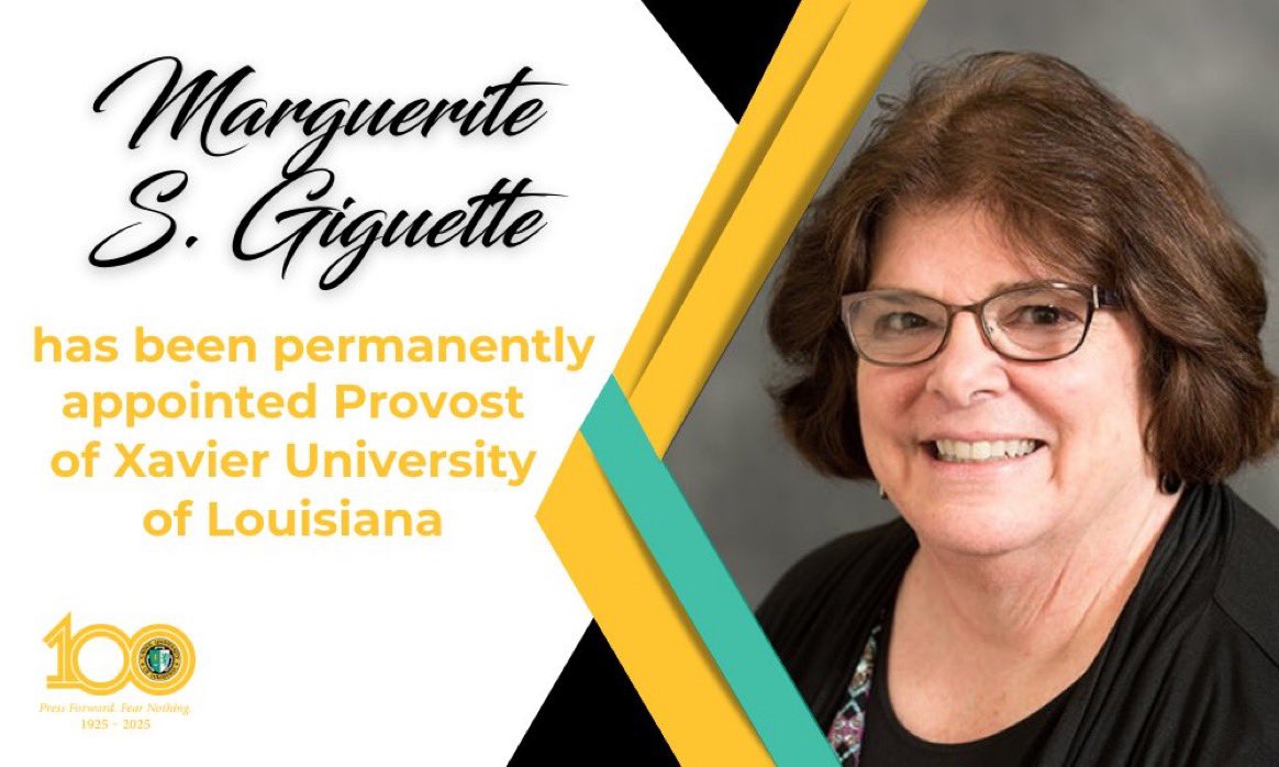 A dedicated member of the #XULA community for over 30 years, Dr. Marguerite S. Giguette, has been permanently named the senior vice president of Academic Affairs and Provost after a brief tenure as the interim appointment in the role.