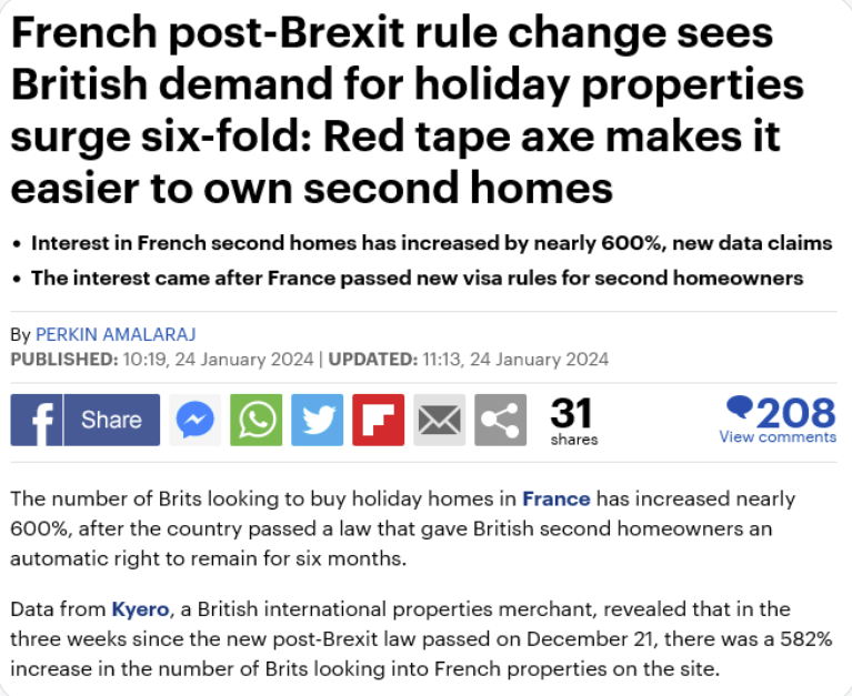 AlexTaylorNews's tweet photo. Break : French Constitutional Council has just rejected as "non-constitutional" long-term visas for British second home owners in France ↙️

(as some of us warned it would, despite weeks of articles in UK press treating it as a done deal, like this one from Mail yesterday) ↘️ https://t.co/WdHj23A3qH