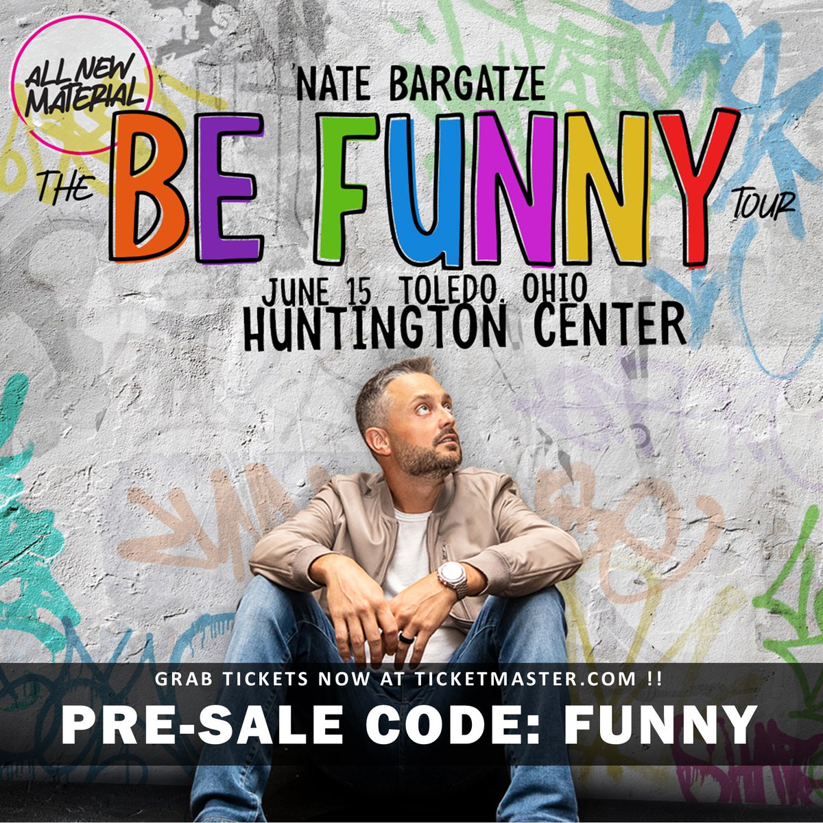 🛒PRE-SALE GOING ON NOW!🛒 Nate Bargatze | The Be Funny Tour Use code FUNNY at bit.ly/3u6wCAa 🟢More Details at HuntingtonCenterToledo.com