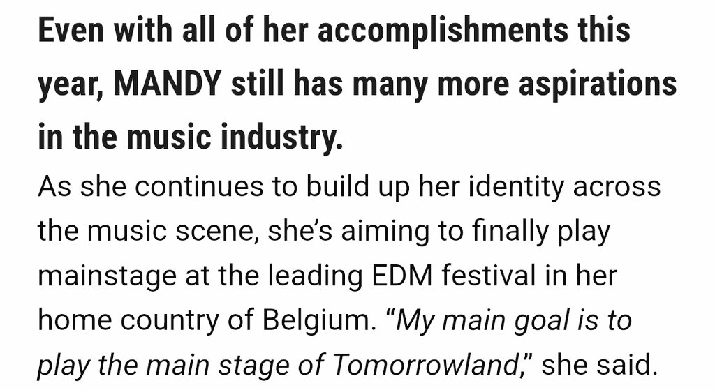 MANDY said she wanted to play Tomorrowland mainstage and now she's playing Tomorrowland mainstage.

Hard work achieves the impossible🫡