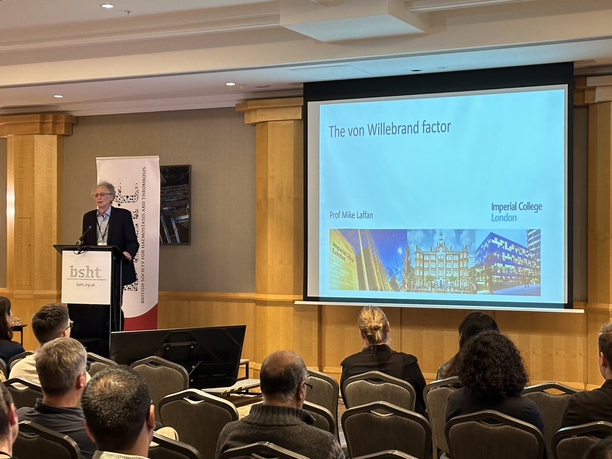 ProfMakris's tweet photo. Mike Laffan delivering the inaugural #bsht Sam Machin lecture on von Willebrand factor. https://t.co/DL4tbBrHWo