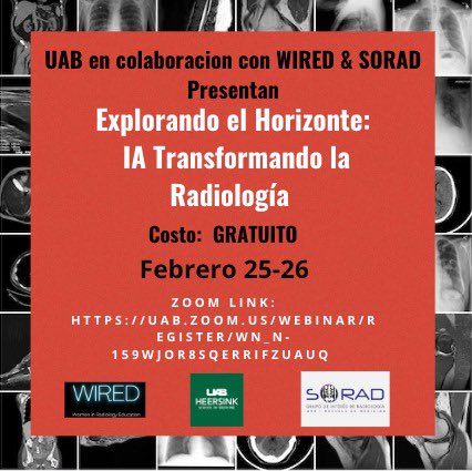 ¡Curso gratuito sobre el impacto de la Inteligencia Artificial en el campo de la Radiología! 

¡Súper interesante!

Regístrate en el enlace: uab.zoom.us/webinar/regist…