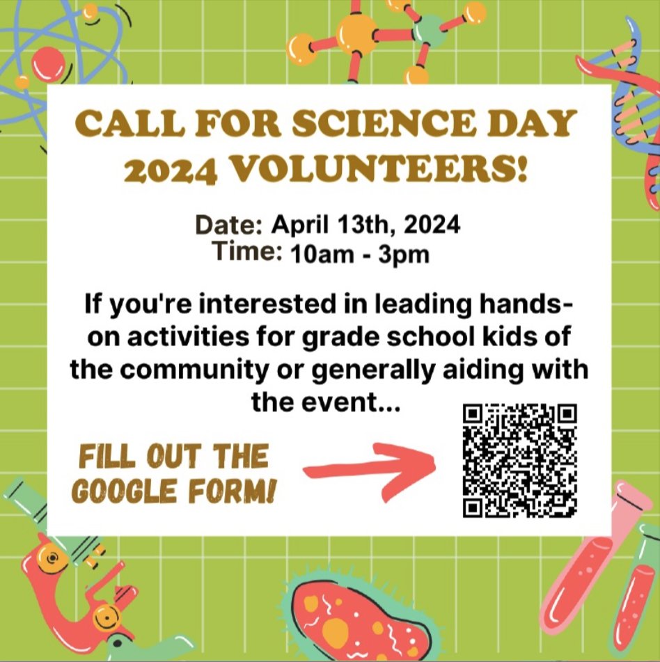 Looking to get involved in STEM Outreach? 👀 Look no further! Science Day is back @dartmouth! Sign up to volunteer using the QR code below! 🔬🧬🦠⚗️🔭🧑‍🔬 @DartGRAD @DartmouthBCB @MsbDartmouth @DMS_MicroImmuno @DartmouthCancer @DartmouthNeuro