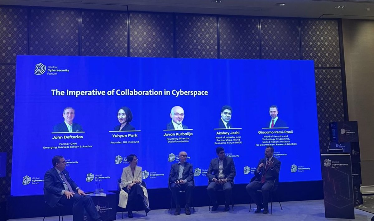 On Tuesday, our own @GPersiPaoli attended the session of the Global Cybersecurity Forum (@gcfriyadh)! 🌐🤝 Co-hosted with @KSAPermanentGVA, this event united experts & diplomats to discuss on how we can foster int. cooperation to shape #Cyberspace for the benefit of all 👥💻