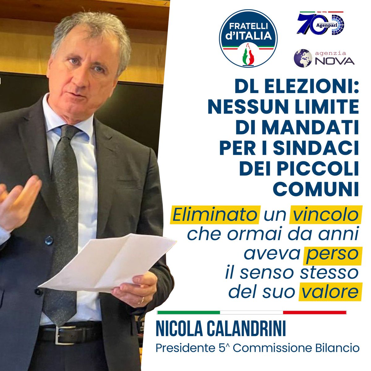 Novità anche per i #Comuni fino a 15mila #abitanti con il via libera al terzo #mandato