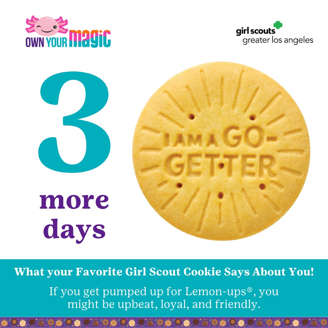 🍋💛 3 days left! Lemon-Ups are almost here to brighten your day with a zesty twist. Ready to pucker up? #LemonUps #GirlScoutCookieTime #GSGLA #GirlScoutCookies girlscoutsla.org/en/cookies.html