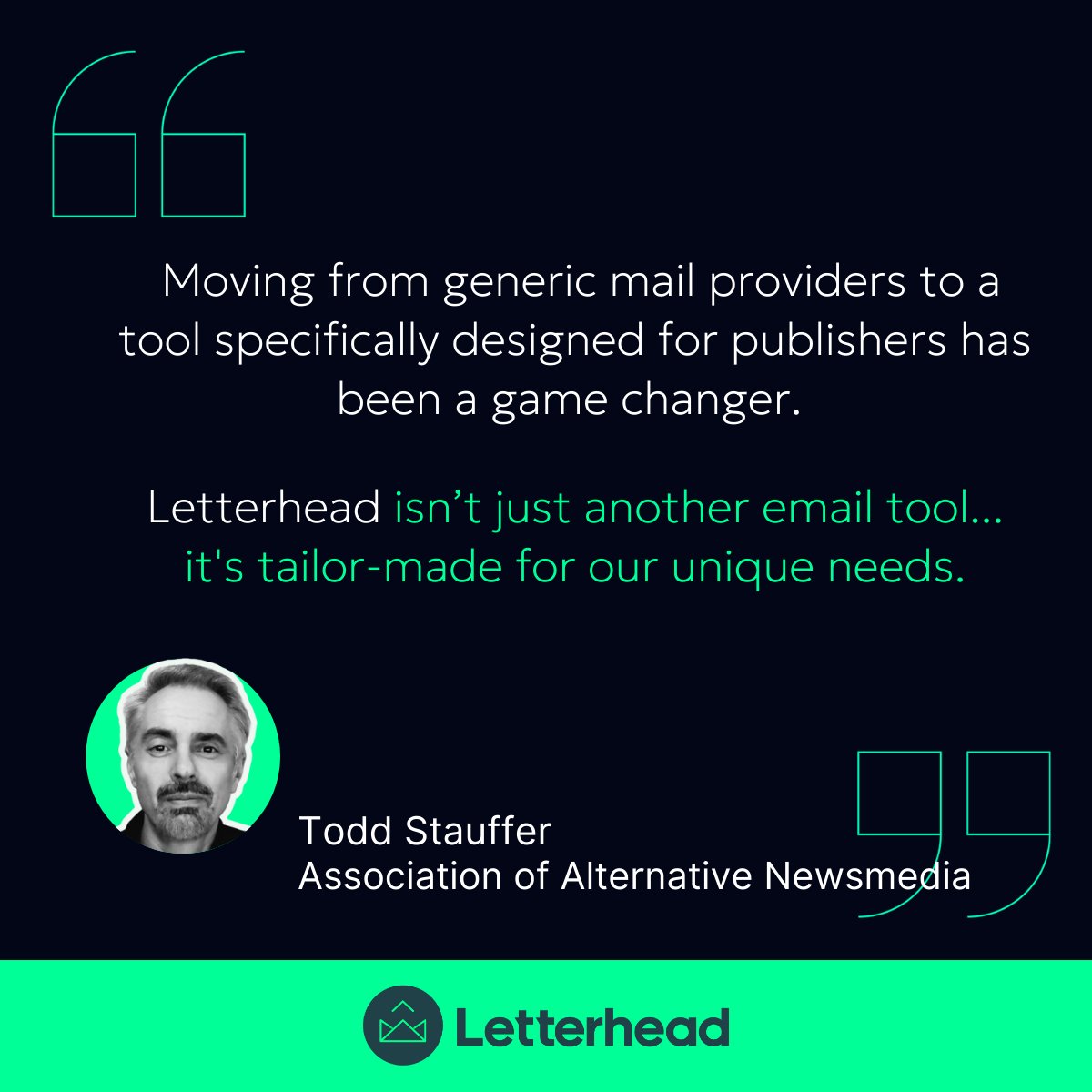 ✨ Specialized, not generic. 

Hear from Todd Stauffer on how Letterhead transcends the typical to meet the extraordinary demands of modern publishers.

Association of Alternative Newsmedia @altweeklies