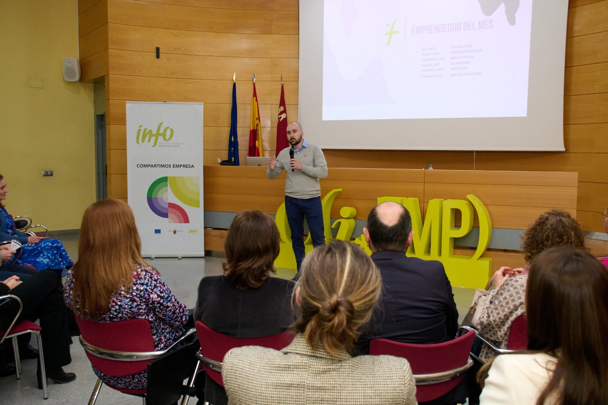 🔊 Empresas tecnológicas, de recursos agrícolas y de comunicación innovadora logran los premios Emprendedor del Mes. 🏆

La Consejería <a href="/RM_Hacienda/">Consejería de Economía y Hacienda RM</a> hace entrega de los galardones a los emprendedores premiados en el segundo semestre de 2023.

Clic aquí👇
i.mtr.cool/tldolxoibh