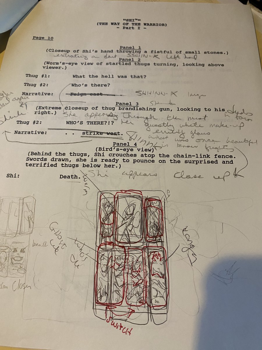 BillyTucci's tweet image. Look what I found! The original Shi: Way of the Warrior #1 script! It's 32-pages long and includes lots of notes, panel layouts and sketches. If we were to produce a limited run of these, would any of you be interested in one? #comics #comicbookscript