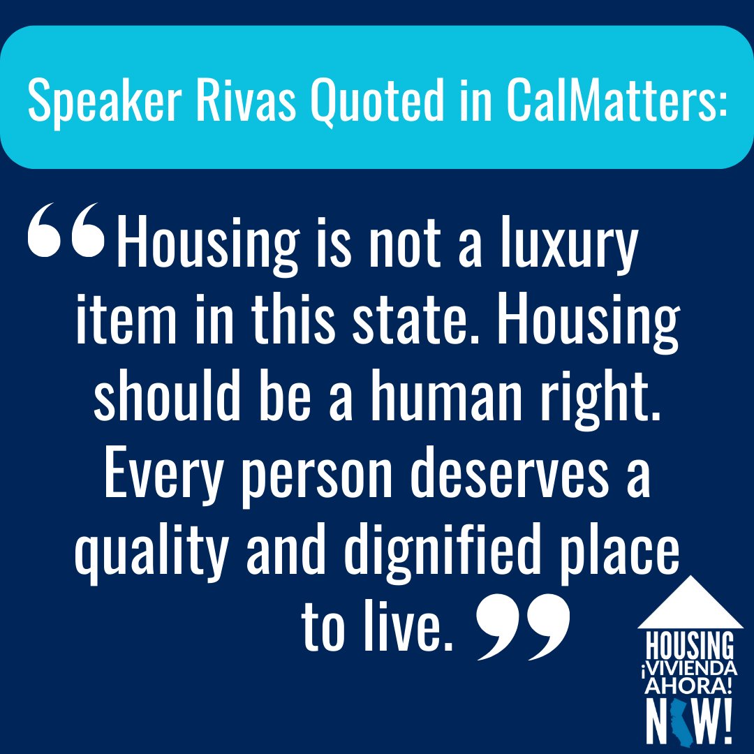 Housing NOW! (@housingnowca) on Twitter photo <a href="/CASpeakerRivas/">Speaker Robert Rivas</a> We completely agree with you!! That's why we need your support to make housing a constitutional right in California by passing #ACA10! <a href="/CASpeakerRivas/">Speaker Robert Rivas</a> We completely agree with you!! That's why we need your support to make housing a constitutional right in California by passing #ACA10!
