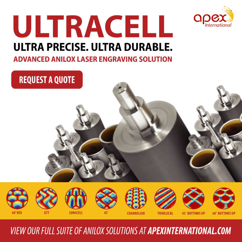 LabelAndNarrow's tweet photo. With UltraCell’s advanced ceramic coating technology, printers can expect longer roll life, consistent cell volume and improved performance. Discover Apex’s full suite of anilox solutions today!

Sponsored by @ApexAnilox