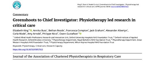 Absolutely thrilled to share our commentary recognising the vast range of research experience gained through the physio led MSK-ICU study - thanks all for your support doi.org/10.56792/FBFE7… @OxfordICUPhysio @Annika_Buss @BethanReade @2_carlashaw @amythephysio @PhysioPhil2