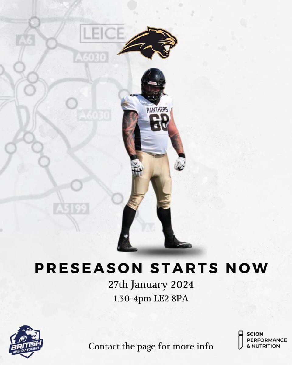 We return to practice this Saturday this weekend. Join the midlands Premier American Football programme

#leicester
#panthers