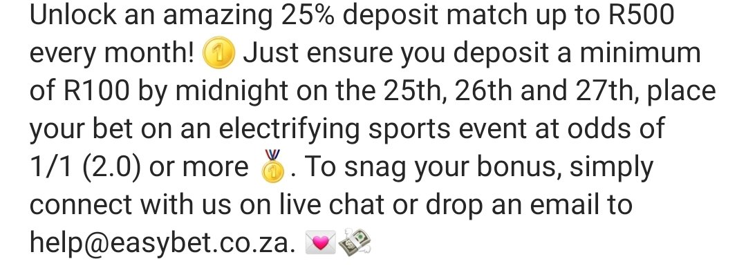 TKSoundVisual's tweet image. easybet.co.za/sign-up

Payday Boost