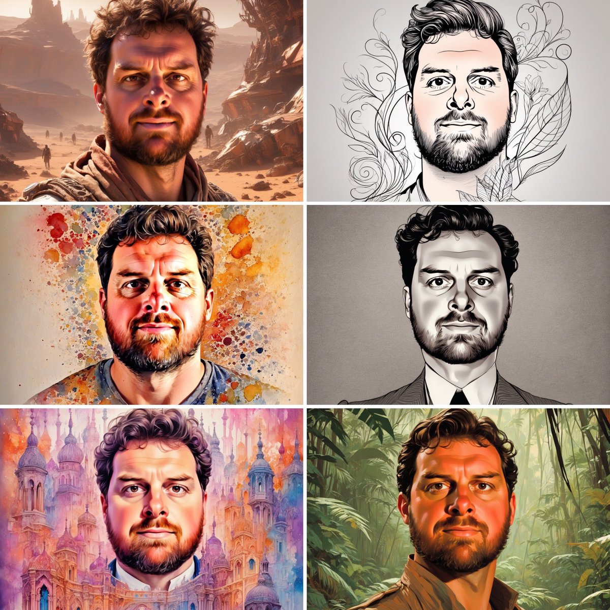 bertrandformet's tweet photo. InstantID (https://t.co/LOegFJcw2N) transforme un portrait à partir d’un prompt simple et 8 styles disponibles en restant fidèle au portrait d’origine. Nombreux paramètres. Gratuit, open source et illimité. #uneiparjour #images (toute ressemblance avec… ;) https://t.co/EYG40YhUml