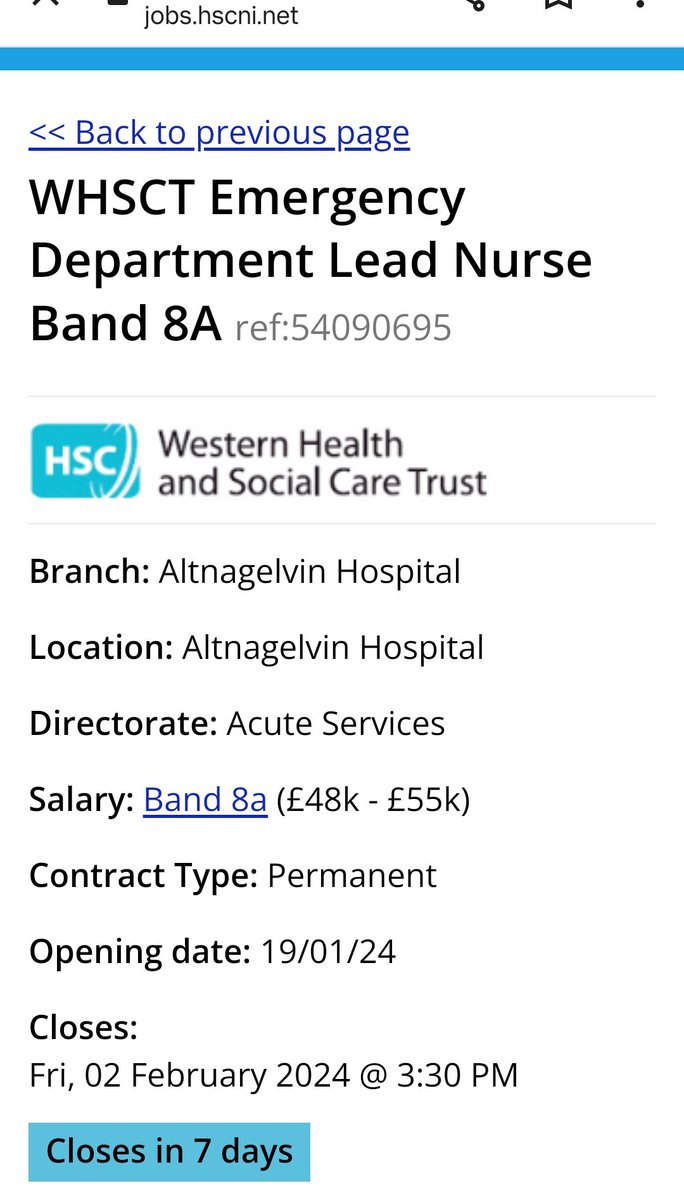 jobs.hscni.net/Job/32967/whsc…
Come join us in the West... Great opportunity to help grow and develop our Emergency Department... Join a wonderful team at #EDAltnagelvin  🌟🌟🌟