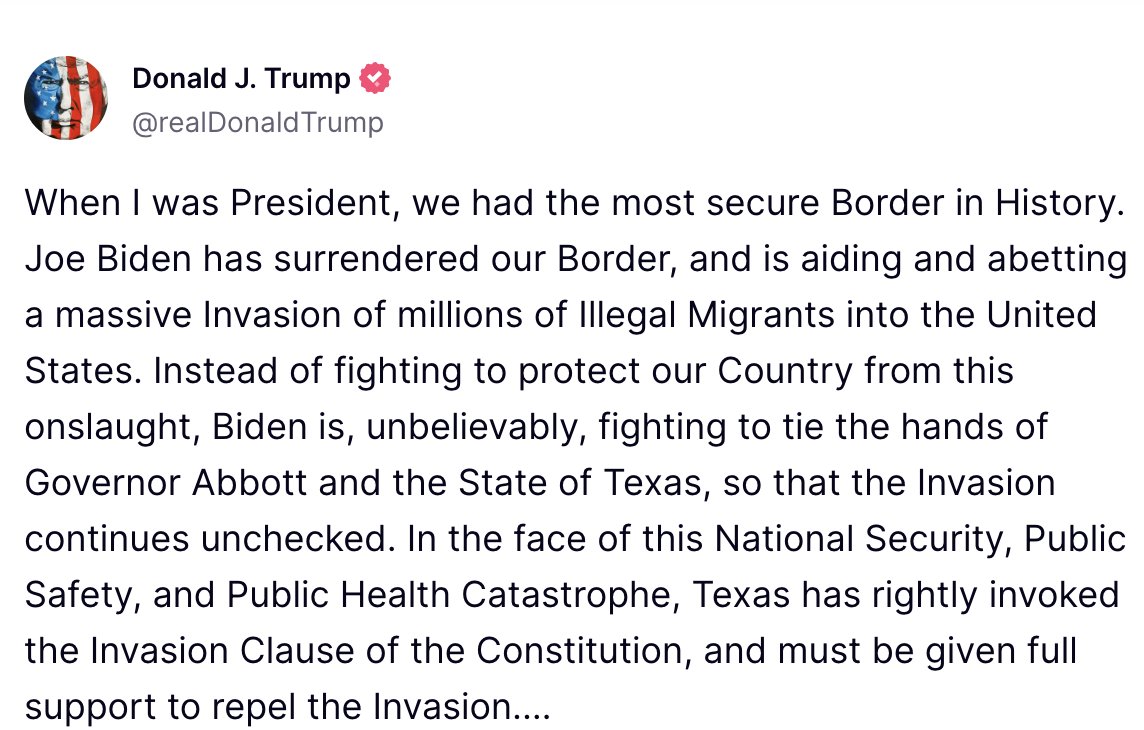 🚨President Trump Statement on Biden's Border Crisis 1/2