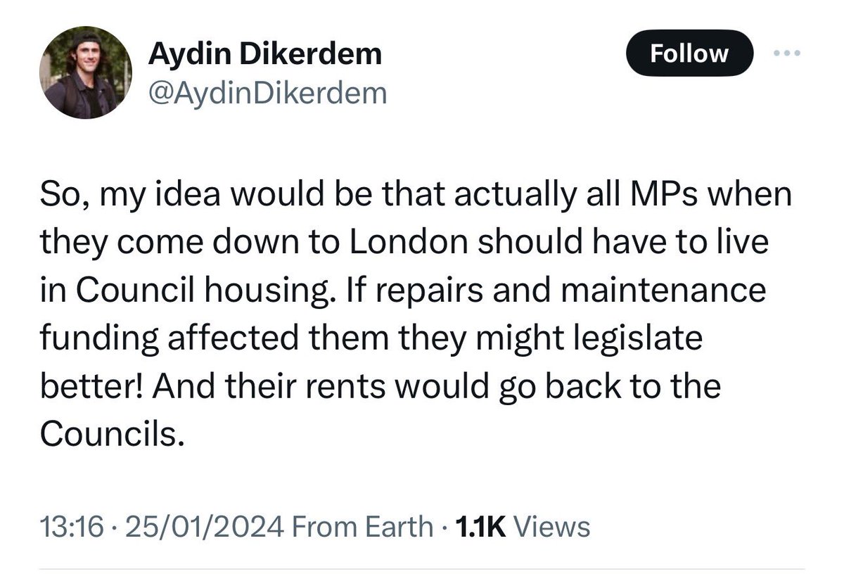 Not content with borrowing £367million, <a href="/AydinDikerdem/">Aydin Dikerdem</a> wants first dibs on new <a href="/wandbc/">Wandsworth Council</a> council housing to go to… 

…members of Parliament. #priorities