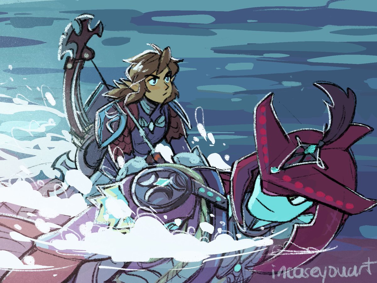 incaseyouart's tweet photo. Sketch of the iconic scene from #BreathoftheWild 🦈🌊

First art on the new iPad feels good 😌 

#botw #sidon #LegendofZelda https://t.co/efbABrN488