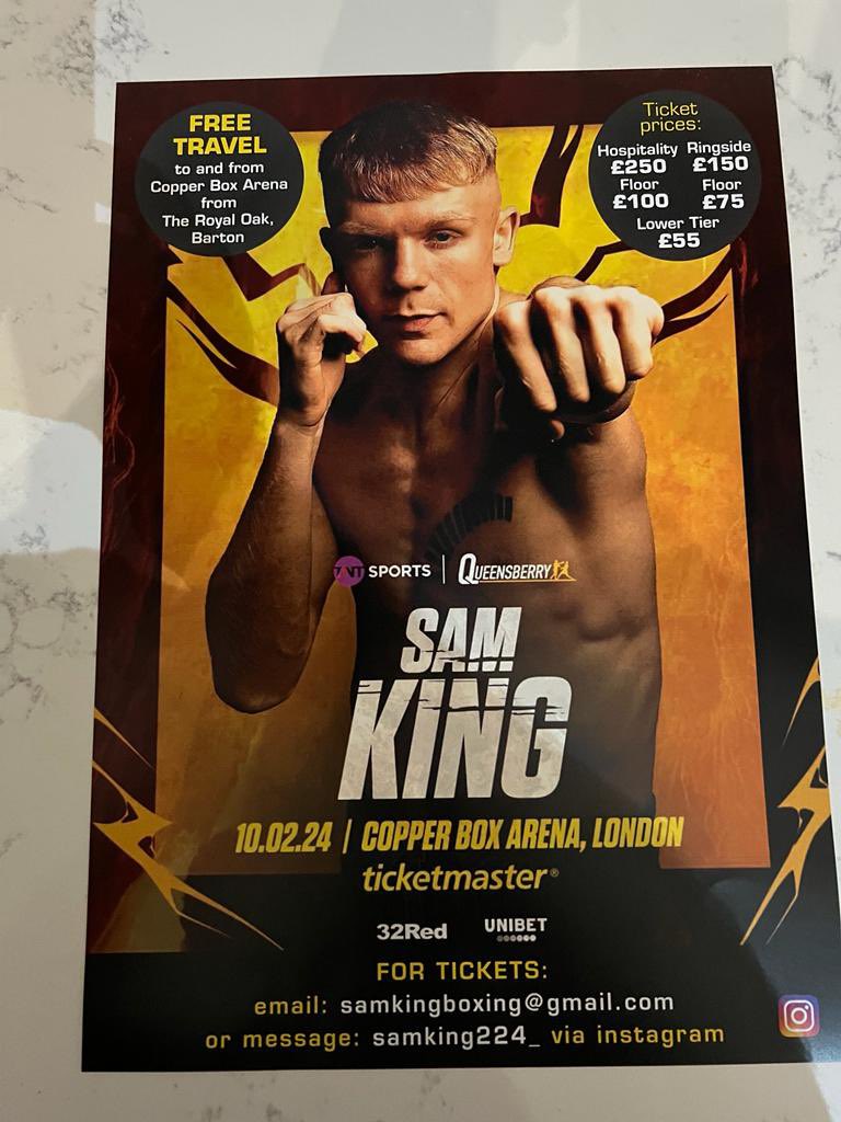 We will be showing Barton-le-Clay boxer <a href="/samking224/">$am</a> fight on 10th February! 

If you can’t make your way to London, come and join us at the club and support on our local lad! 🥊🙌