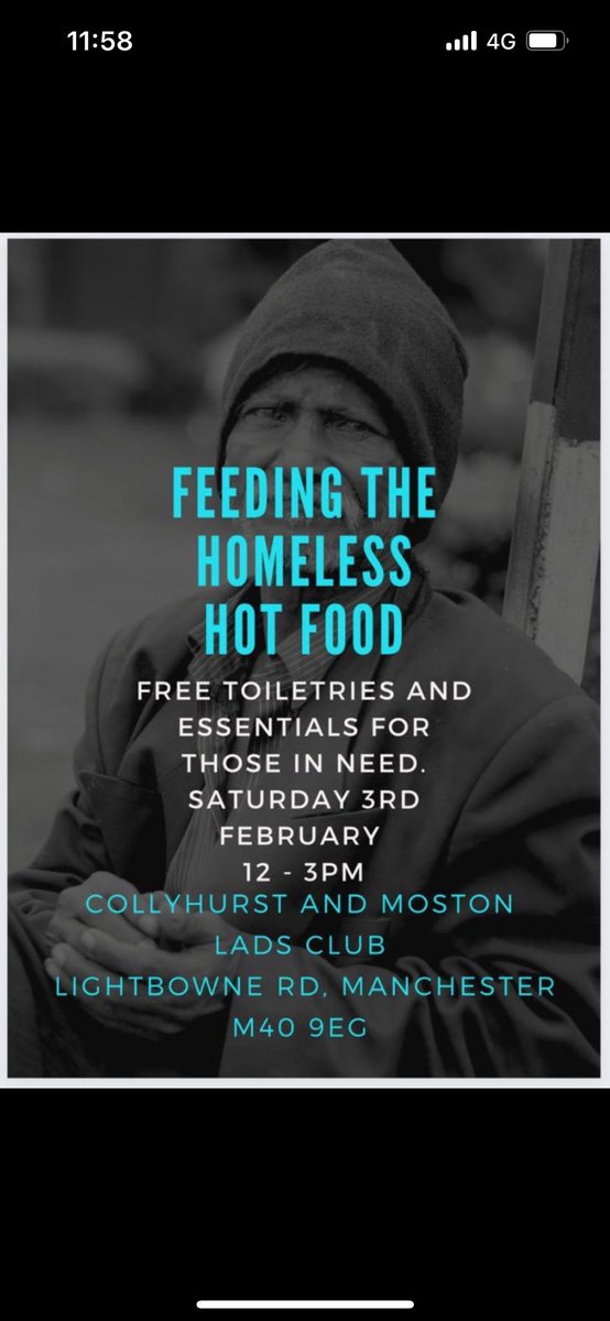 We will be giving Up to 70 hot meals to the homeless/vulnerable on 3rd February from the club as well as other donations we have received 👊 please share with anyone you think could benefit 🙌