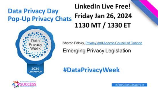 PolskySays's tweet photo. Join me and @InfoManLtd as we discuss emerging #privacy #legislation &amp; what it takes to do #Access &amp; #privacy work competently during #DataPrivacyWeek and all year long

https://t.co/rHuN1vIfs9 https://t.co/WC4eN7rCkn