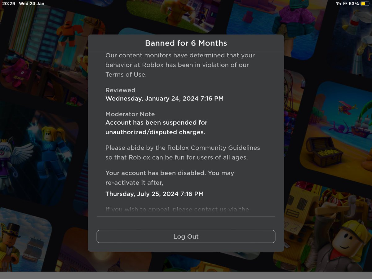 TamaRoblox's tweet image. Recently I just got banned from roblox for 6 months for something I didn&apos;t even do