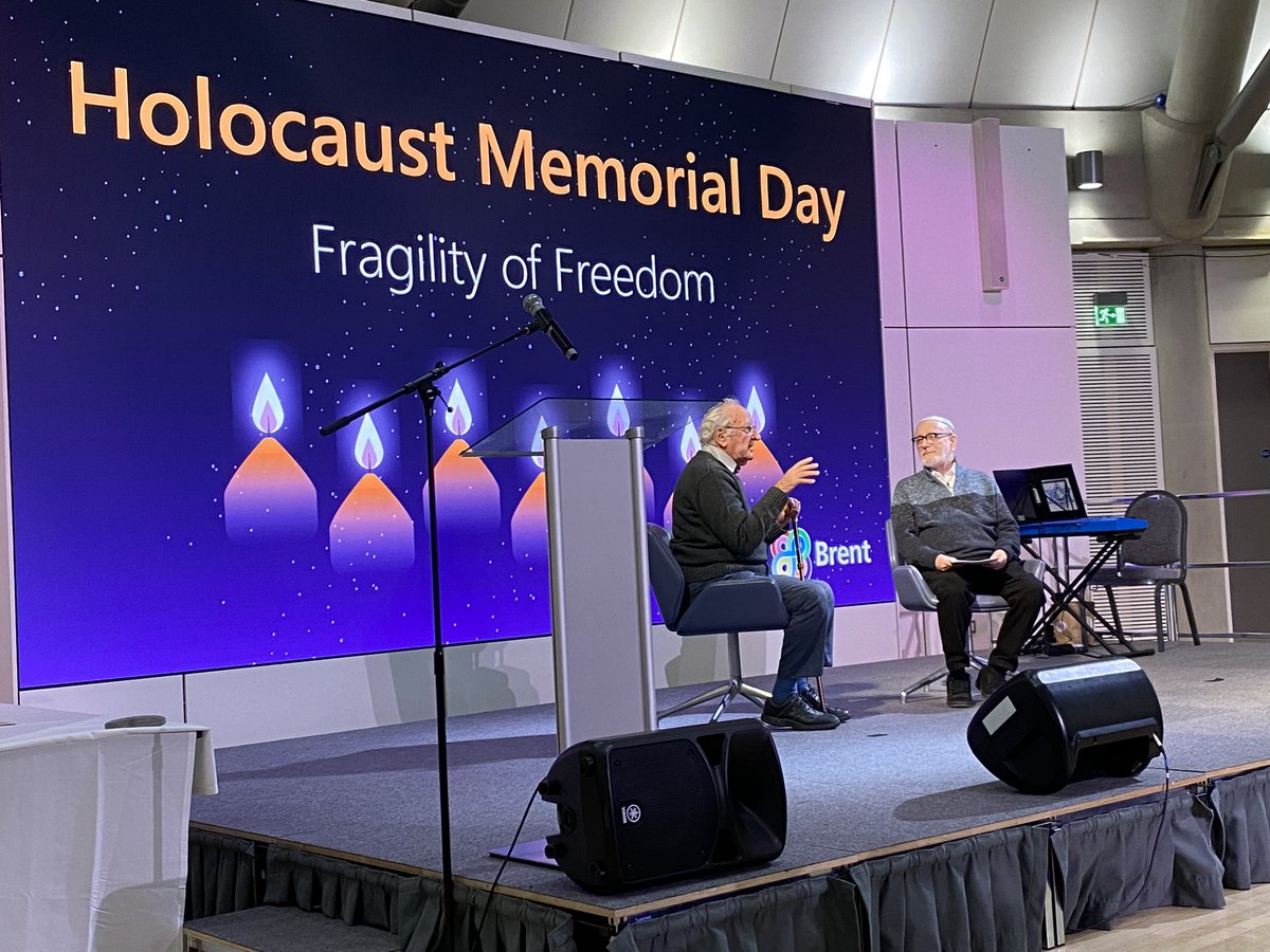 PhilR_R's tweet photo. Powerful @HMD_UK ceremony tonight at @Brent_Council. Inspiring words from Shoah survivor Ivor Pearl BEM, the ever-impressive @OliviaRMW, Rwandan genocide survivor Sophie Masereka and the @BrentMFF. Thanks to @MAsgharButt and the whole Brent team for making it happen. #HolocaustMemorialDay