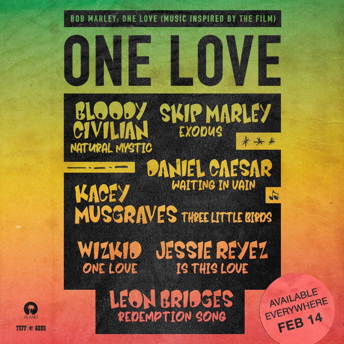 It’s an honor to play a part in telling this story. @bobmarley’s music continues to inspire every day 🙏🏽  “One Love” EP soon come 🦁 available everywhere on Feb 14 💛 #BobMarleyOneLove #OneLove @OneLoveMovie
