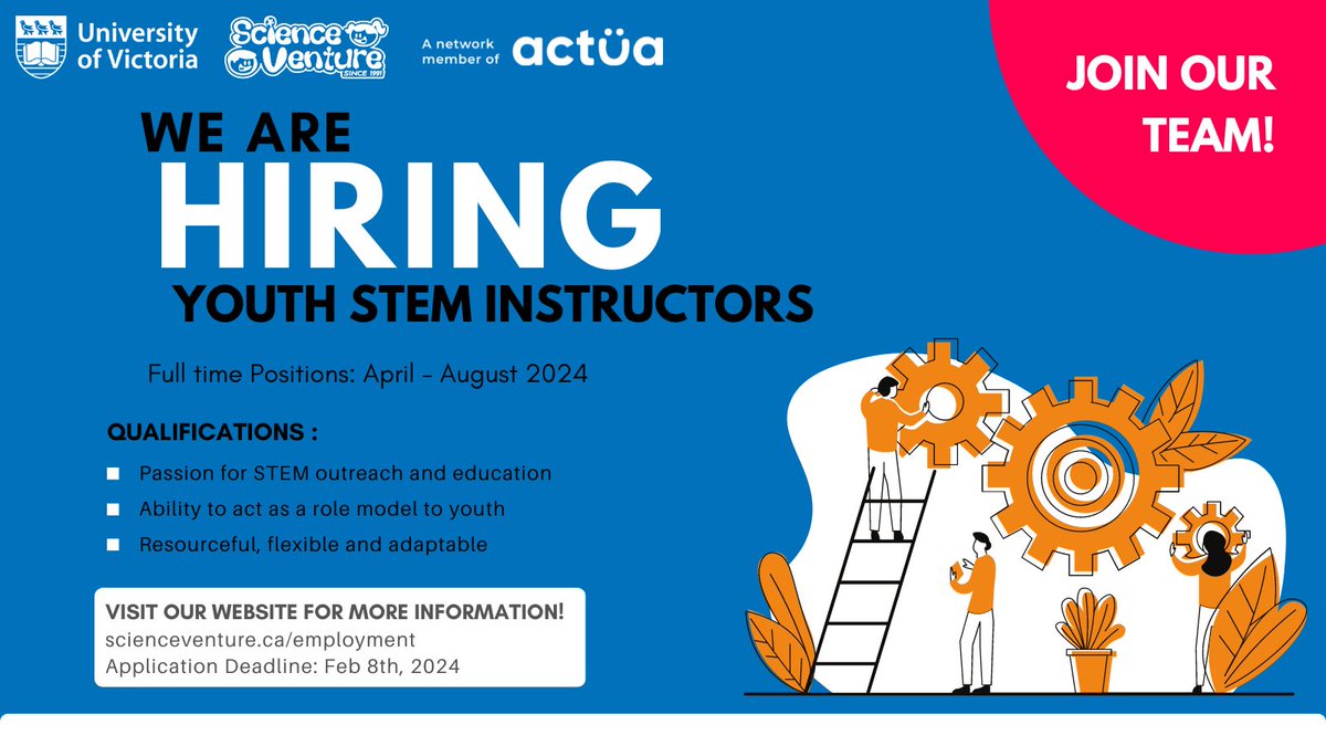 It's hiring season at Science Venture! We are currently hiring our Summer 2024 Staff Team - applications will be accepted until February 8th, 2024. #summerjobs #victoriabcjobs #yyjjobs #hiring