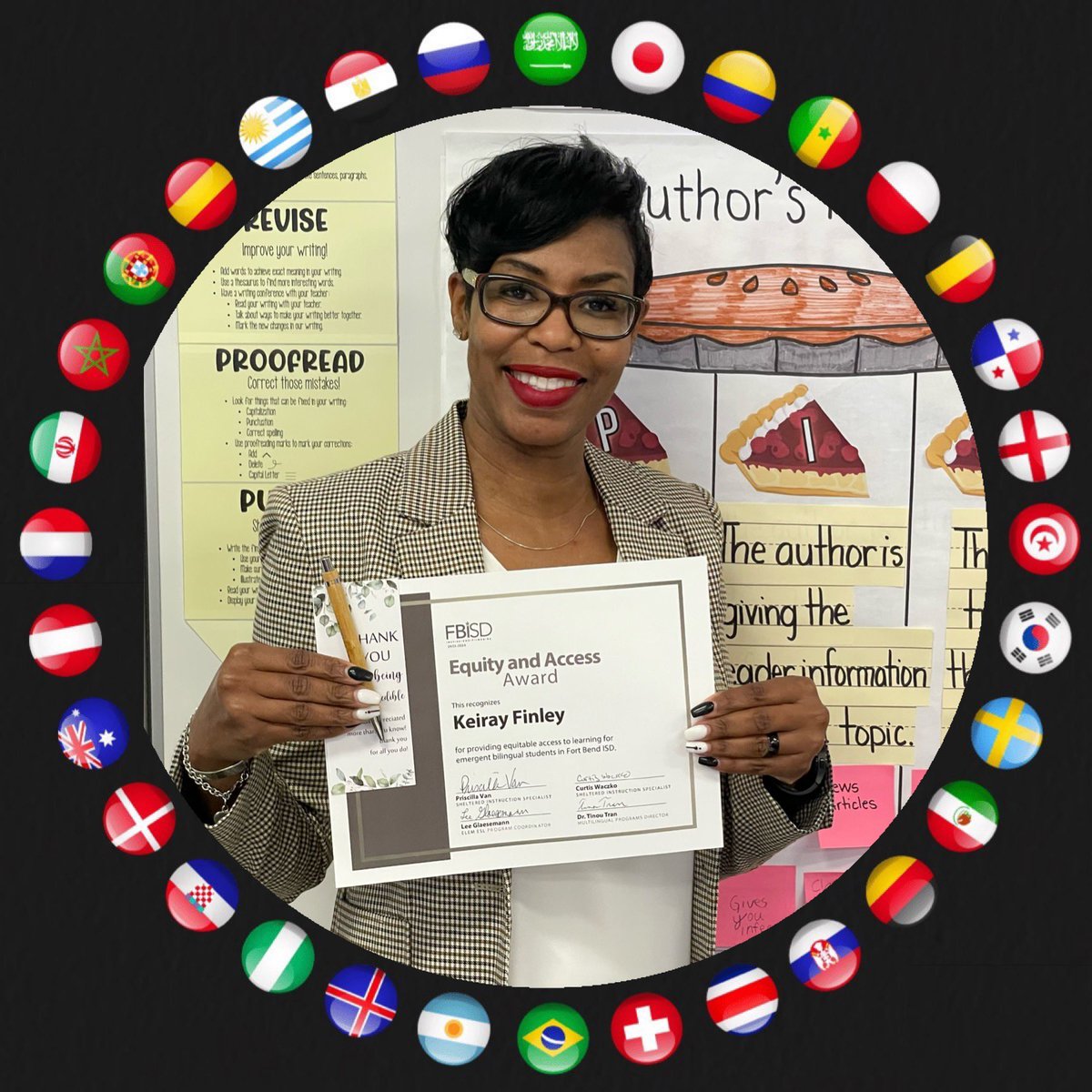 Congratulations to Mrs. Finley for receiving @FortBendISD Equity and Access Award. She goes above and beyond every day to meet the needs of diverse learners and it is appreciated! @FBISD_MSD