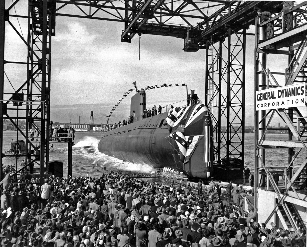 Throwback Thursday (1954): The launching of USS Nautilus (SSN-571) at the Electric Boat Company, Groton, CT. in 1954. 
Image is from the USS Nautilus Photo Collection, Copyright Owner:Naval History & Heritage Command
#TBT #PacificSubs #USSNautilus