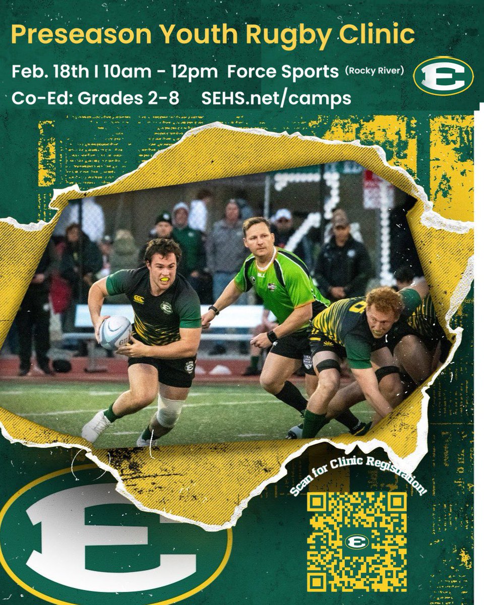 Calling all youth rugby players grades 2-8… Sign up now for the winter indoor rugby clinic being hosted by St. Edward High School Rugby. Meet the coaches and players of SEHS rugby, and learn skills just before your season kicks off in March. Link in bio for signups.
