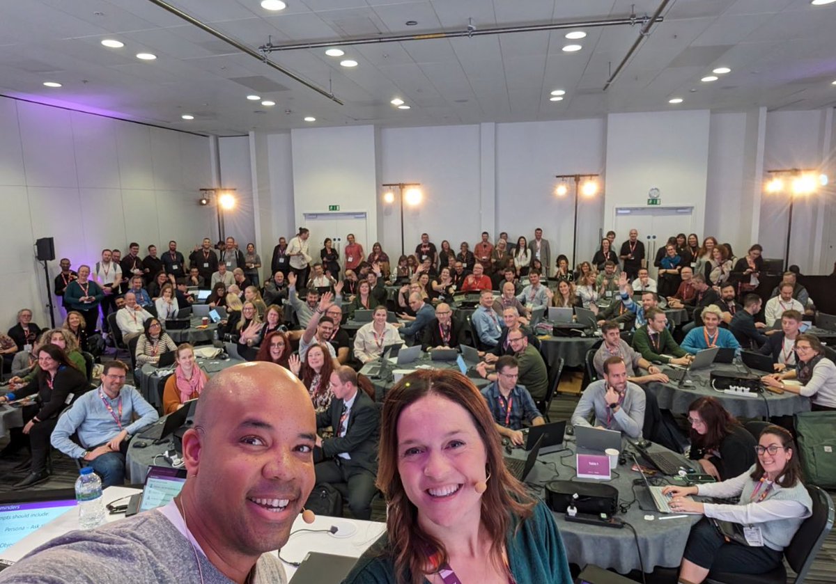 Creating our own fire hazard ⚠️ @mtholfsen! Standing room packed to the brim in the #Copilot session this afternoon courtesy the Joe and Becky show (or is it Becky and Joe?). #BETT2024 #MicrosoftEdu