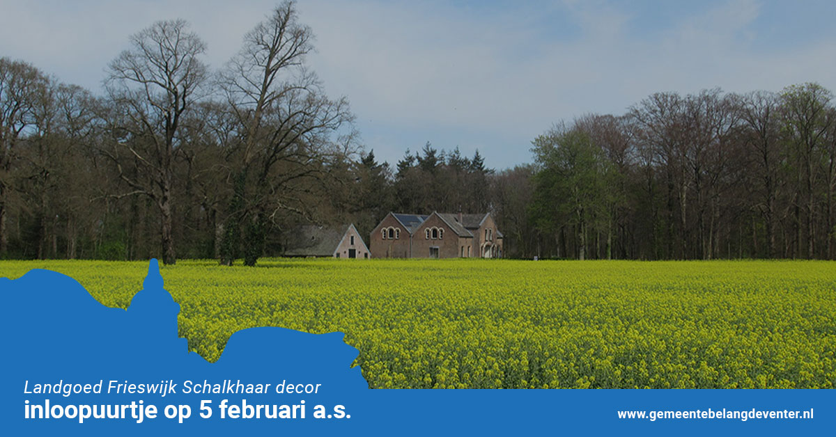 Gemeentebelangd's tweet photo. Oproep om mee te denken en politici van input te voorzien
Op 5 februari aanstaande zijn enkele lokale politici van Gemeentebelang te vinden in de ‘Bestuurskamer op Landgoed Frieswijk’ in Schalkhaar. Lees verder op onze site:https://t.co/GLC3hvkqof https://t.co/R8U5I2NEVJ