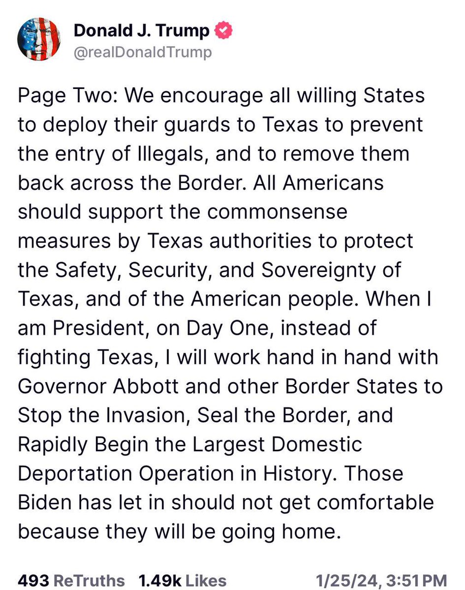 BREAKING: Trump calls for all willing state governors to deploy their national guards to Texas and to remove the illegals back across the border