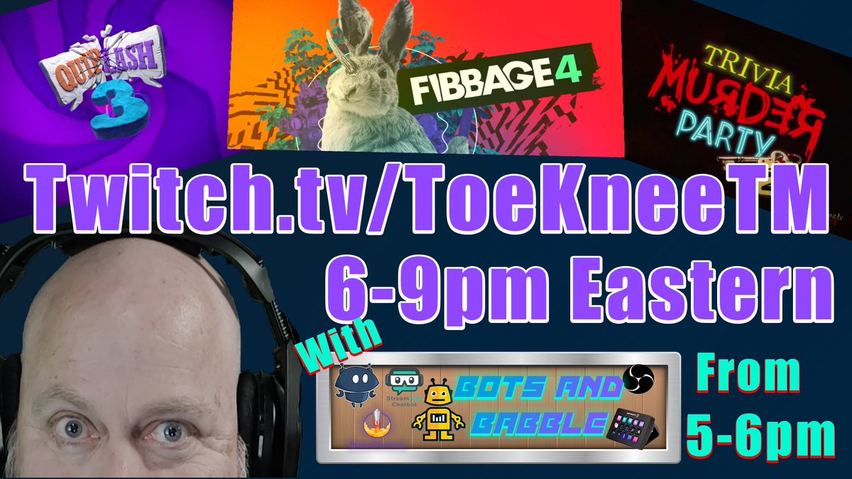 Bots and Babble, then Jackbox Party Packs!

Random Can Bitties for Beans Blowout! 222 Bits Only.

I'll be live around 5 for wheels and questions, and then we'll play Jackbox from 6-9pm Eastern. I've got a Wishlist package from @shrek42290 to open too!

See you soon. Link in bio.