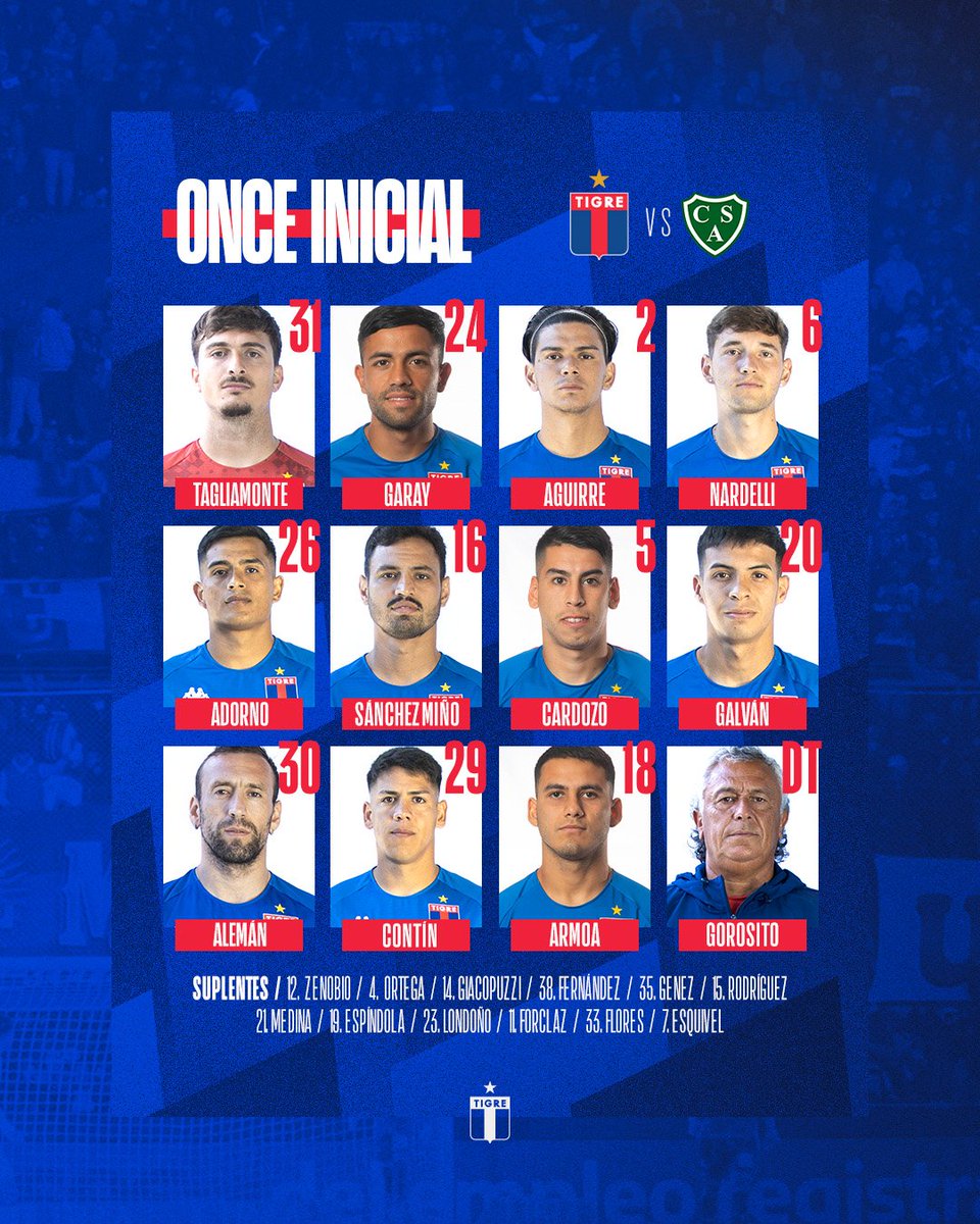 📋🐯 ¡ESTE ES EL ONCE DE PIPO PARA EL DEBUT EN LA COPA! 

#TigreCorazón💙❤️💙