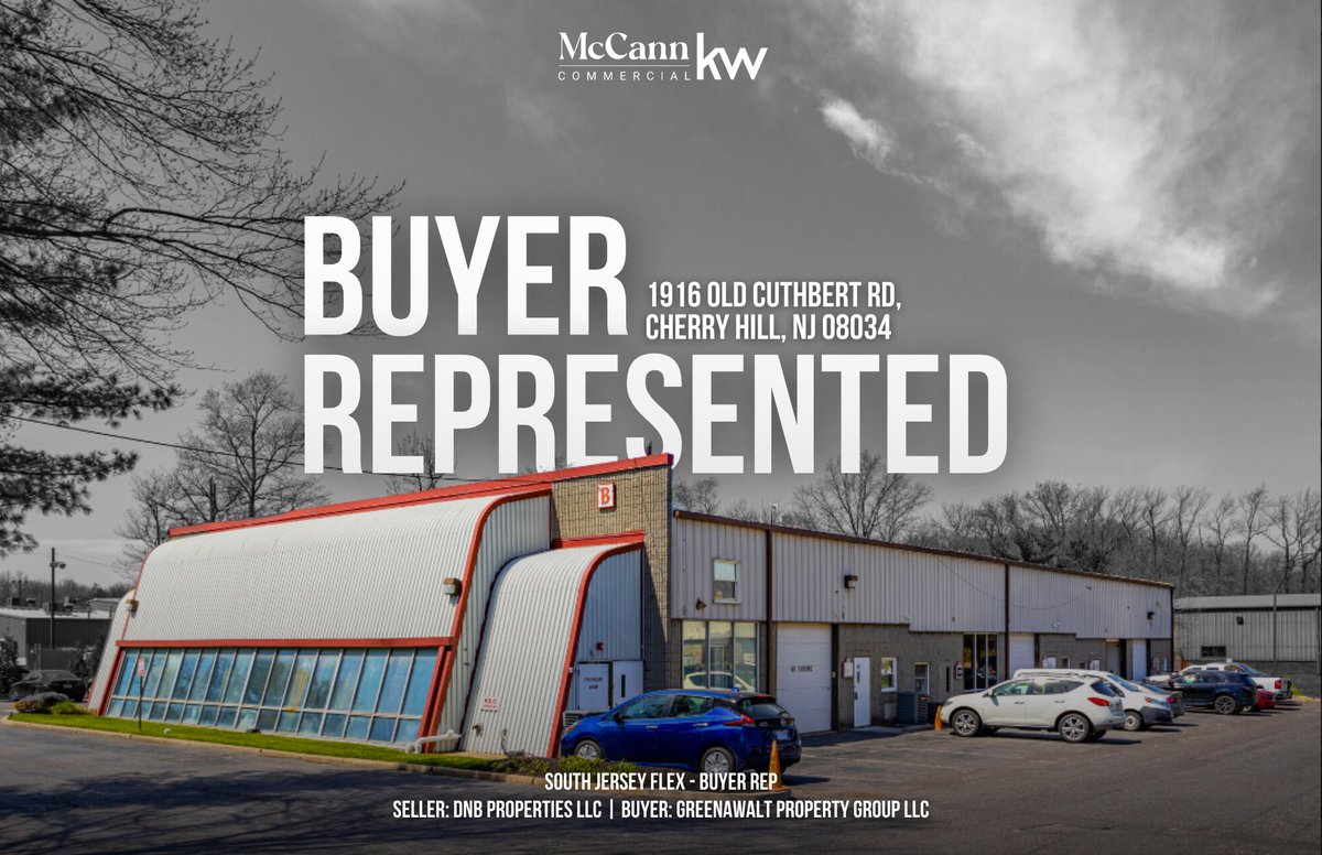 McCannCRE's tweet image. #BUYERREPRESENTED 🤝

1916 Old Cuthbert Rd. in Cherry Hill, NJ

@SteveHanscomCRE of McCann Commercial represented the buyer in the transaction of this South Jersey flex property of 1,000 SF.

#NJCRE #NJRealEstate #JerseyCRE #jerseyrealestate #retwit